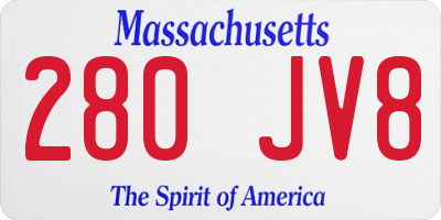MA license plate 280JV8