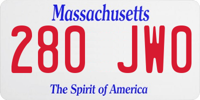 MA license plate 280JW0
