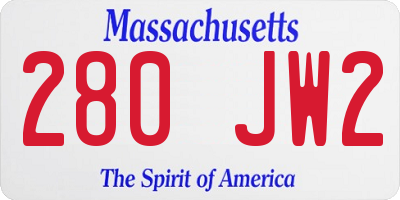MA license plate 280JW2