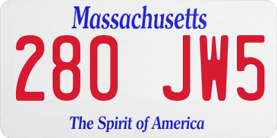 MA license plate 280JW5