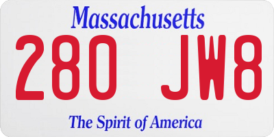 MA license plate 280JW8