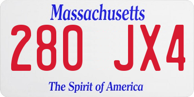 MA license plate 280JX4