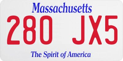 MA license plate 280JX5