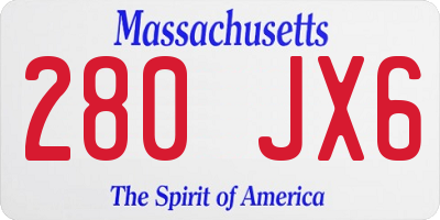 MA license plate 280JX6
