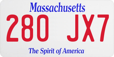 MA license plate 280JX7