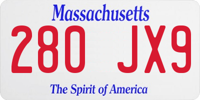 MA license plate 280JX9