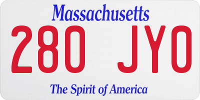 MA license plate 280JY0