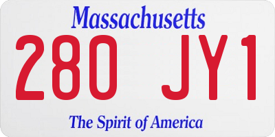 MA license plate 280JY1