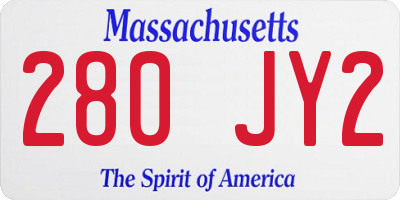 MA license plate 280JY2