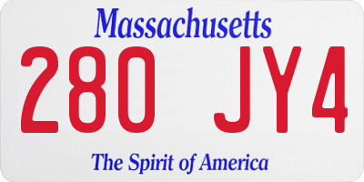 MA license plate 280JY4