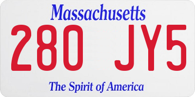 MA license plate 280JY5
