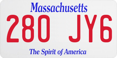 MA license plate 280JY6