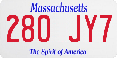 MA license plate 280JY7