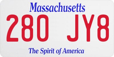 MA license plate 280JY8