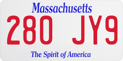 MA license plate 280JY9