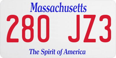 MA license plate 280JZ3