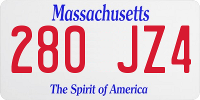 MA license plate 280JZ4