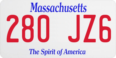 MA license plate 280JZ6