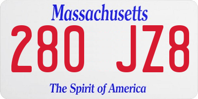 MA license plate 280JZ8