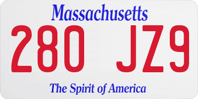 MA license plate 280JZ9
