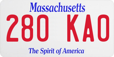 MA license plate 280KA0