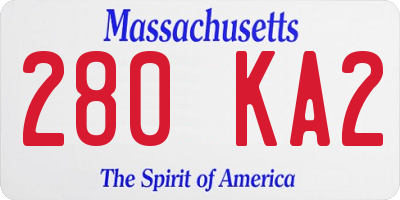 MA license plate 280KA2