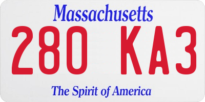 MA license plate 280KA3