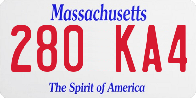 MA license plate 280KA4