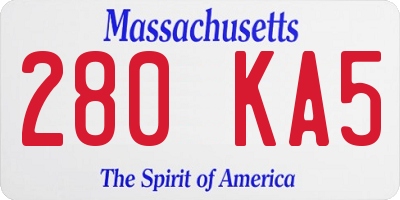 MA license plate 280KA5
