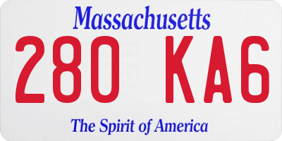 MA license plate 280KA6