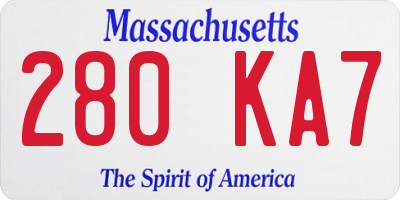 MA license plate 280KA7