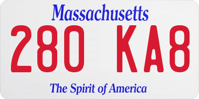MA license plate 280KA8