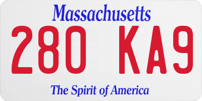 MA license plate 280KA9