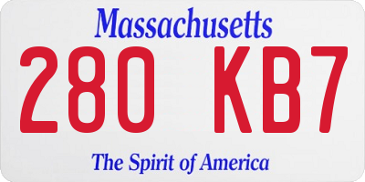 MA license plate 280KB7