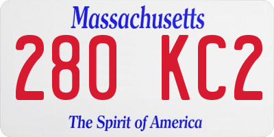 MA license plate 280KC2