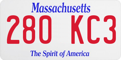 MA license plate 280KC3