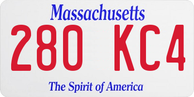 MA license plate 280KC4