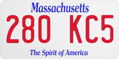 MA license plate 280KC5