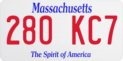 MA license plate 280KC7