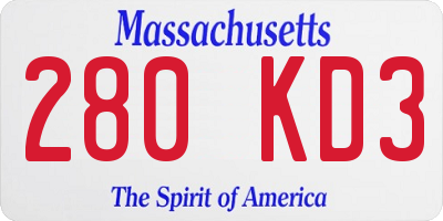 MA license plate 280KD3