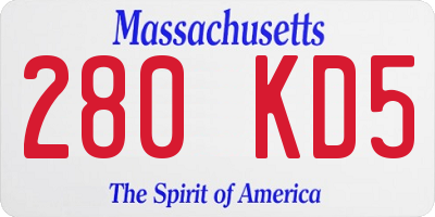 MA license plate 280KD5