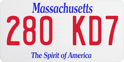 MA license plate 280KD7