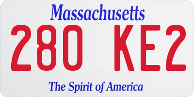 MA license plate 280KE2