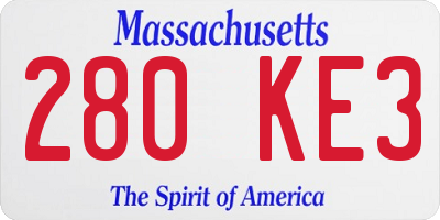 MA license plate 280KE3