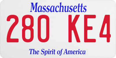 MA license plate 280KE4