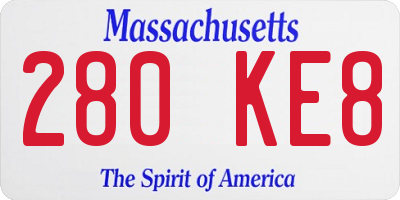 MA license plate 280KE8