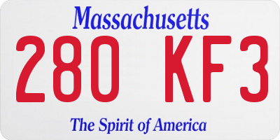 MA license plate 280KF3