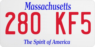 MA license plate 280KF5