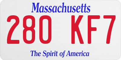 MA license plate 280KF7