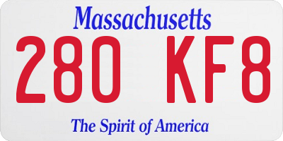 MA license plate 280KF8
